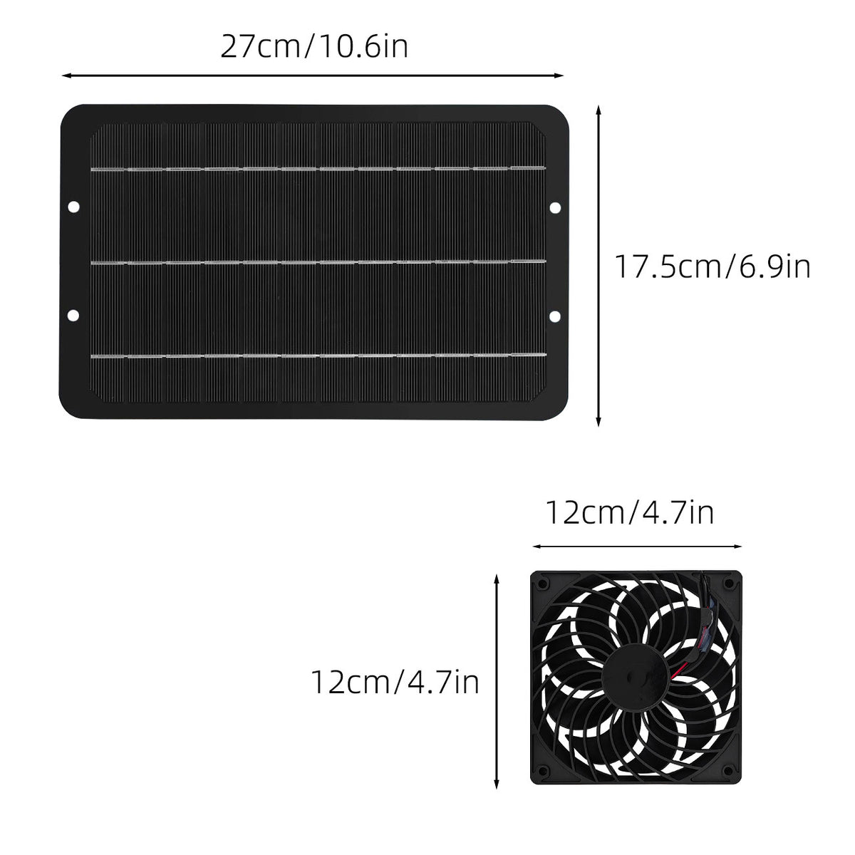 10W Solar Powered Dual Exhaust Fan For Outdoor Ventilation