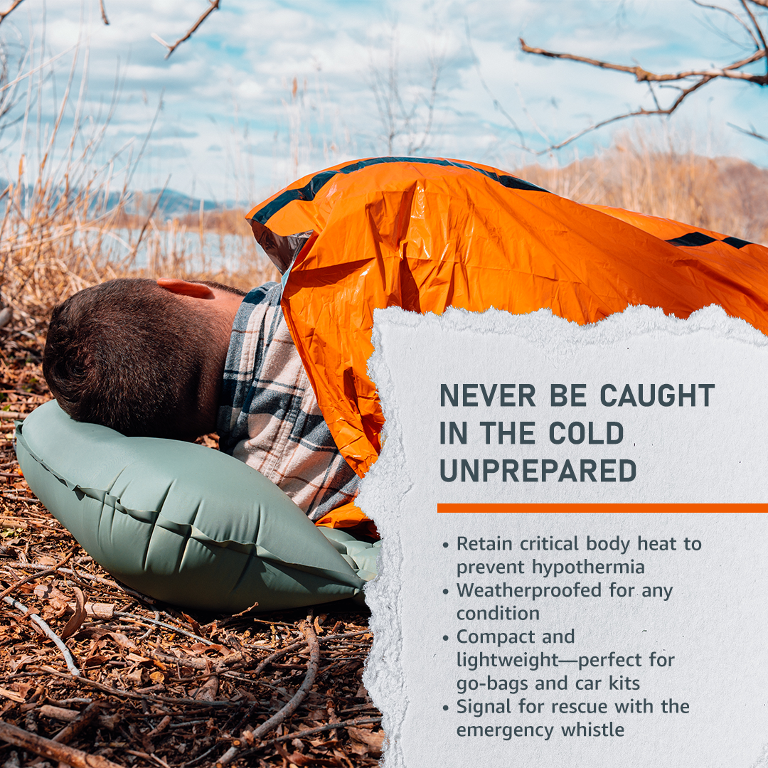 Emergency Thermal Bivy Sleeping Bag Kit with Whistle & Paracord – Compact Survival Shelter