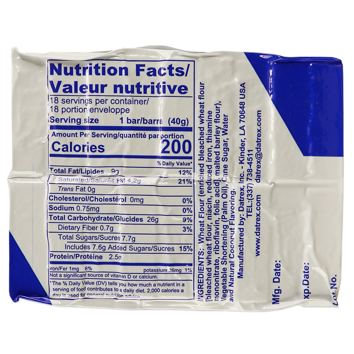 Datrex 3600-Calorie Emergency Food Ration – 18 Ready-to-Eat 200-Calorie Bars