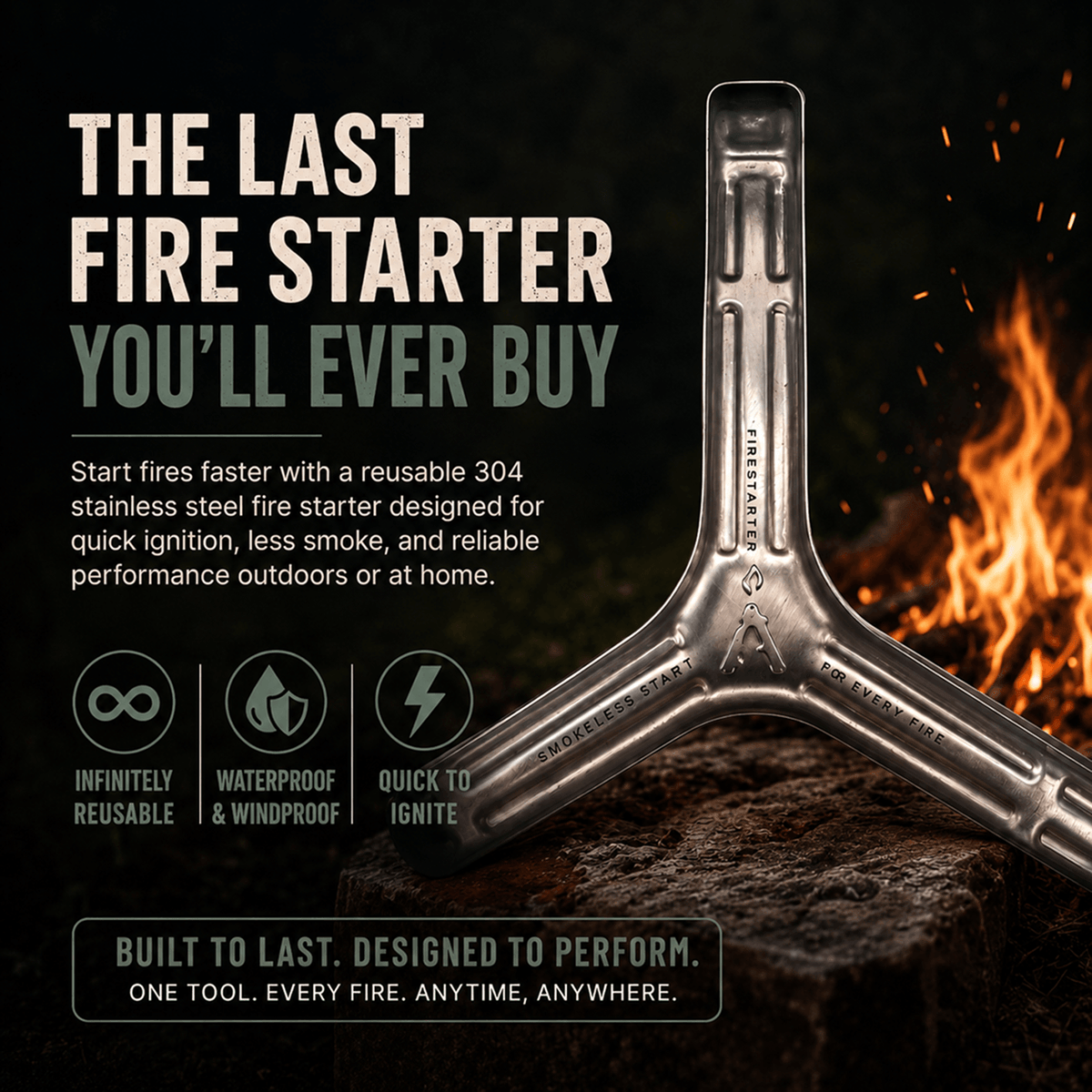 Spark Infinite Fire Starter – Reusable 360° Airflow Fire Pit & Campfire Starter