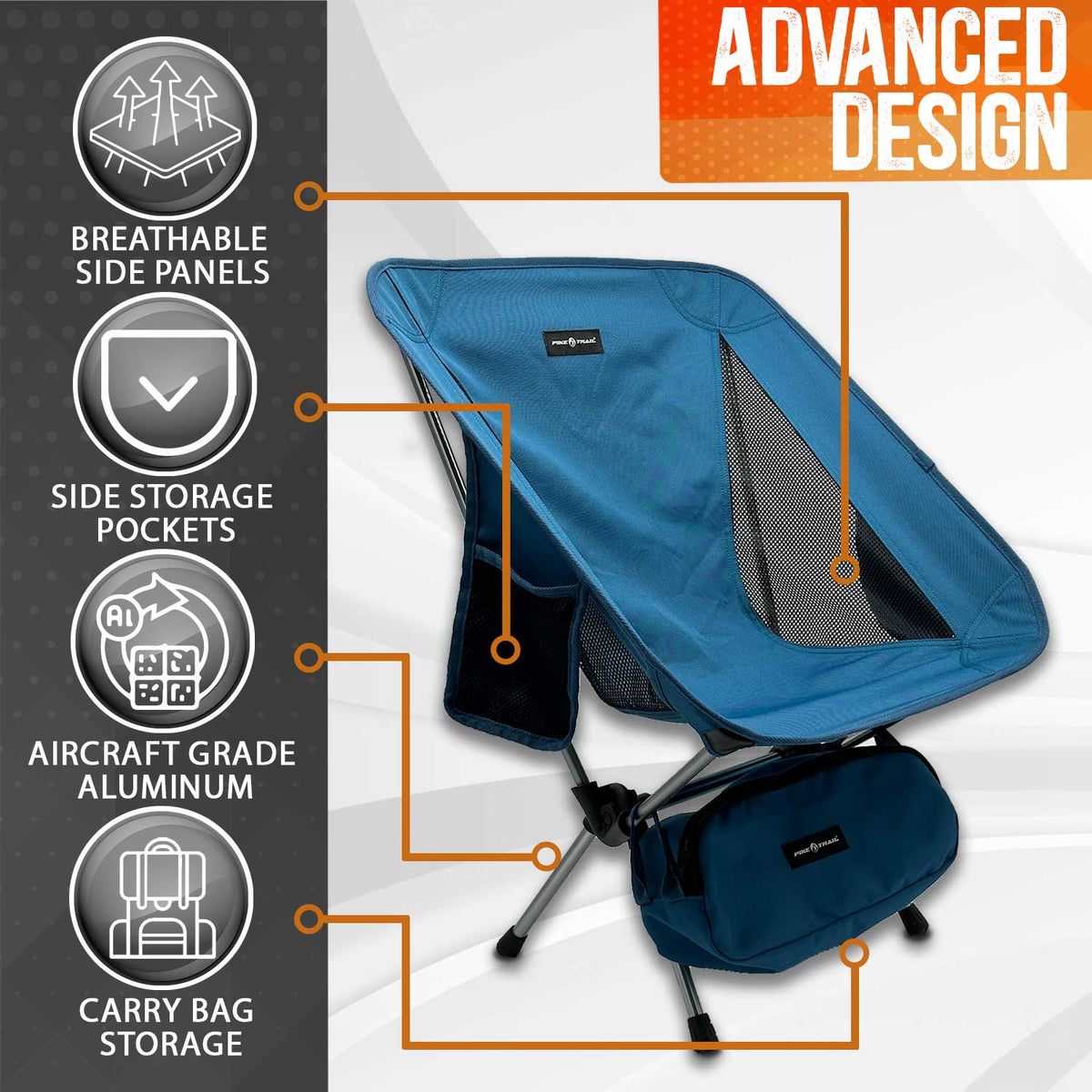 Pike Trail Ultralight Compact Camping Chair – 330 lb Capacity with Carry Bag