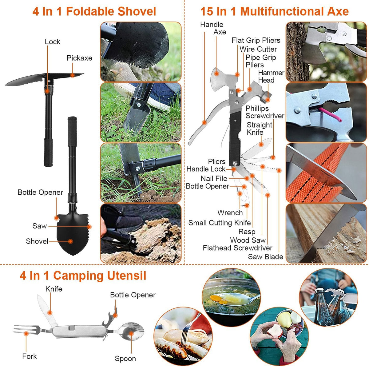 125Pcs Professional Survival Kit Emergency Gear For Camping Hiking