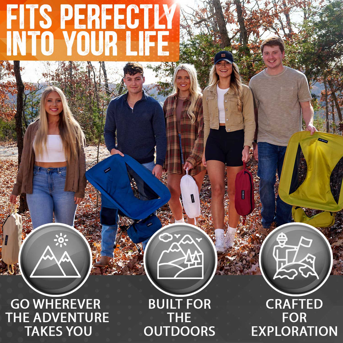 Pike Trail Ultralight Compact Camping Chair – 330 lb Capacity with Carry Bag