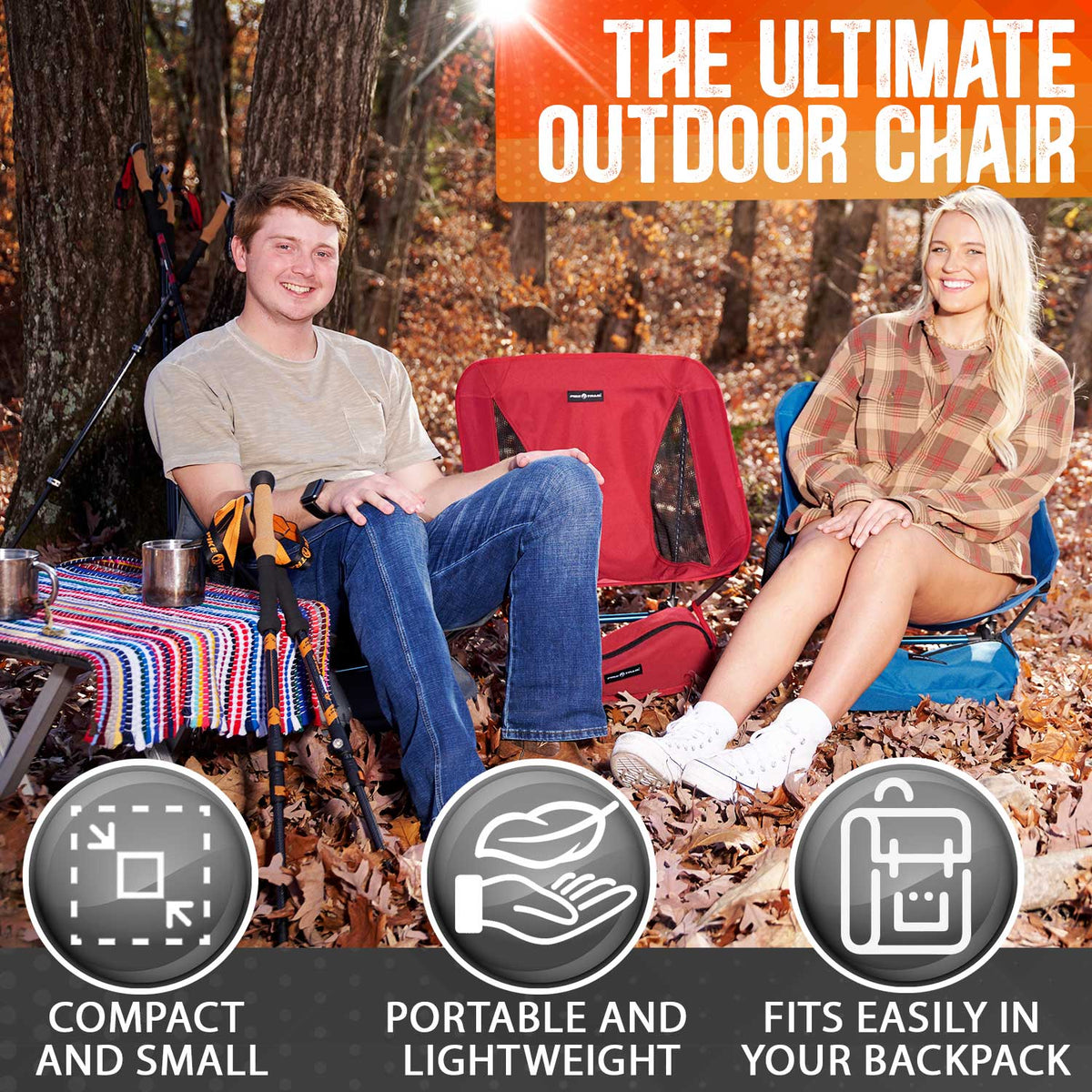 Pike Trail Ultralight Compact Camping Chair – 330 lb Capacity with Carry Bag