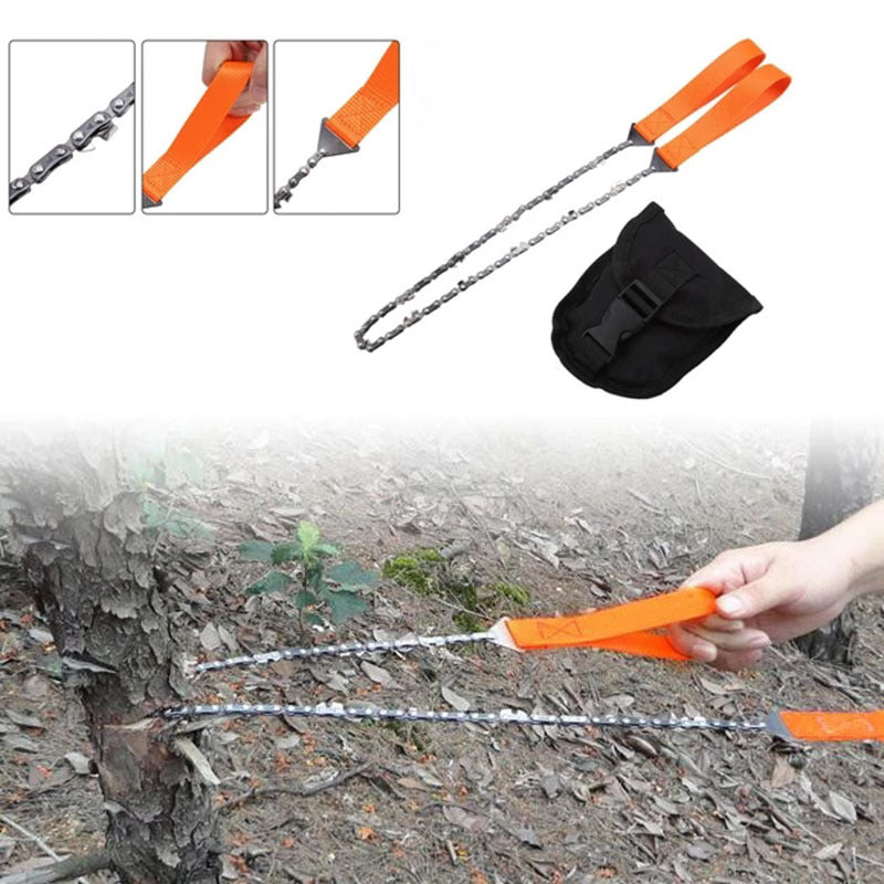 24" Portable Pocket Chain Saw with Canvas Storage Bag – 11 or 33 Tooth Camping Hand Saw