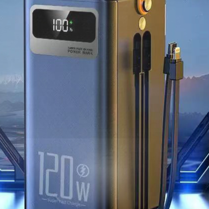 High Capacity 200000mAh Power Bank With Built In Cable 120W Fast Charge