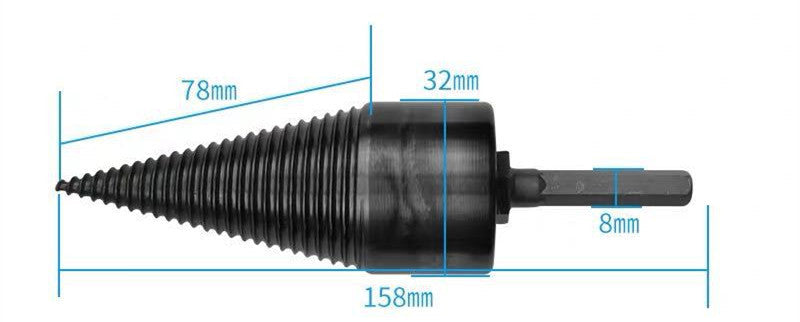 Wood Splitting Drill Bit – 32mm & 42mm Firewood Splitter with Square, Hex or Round Shank