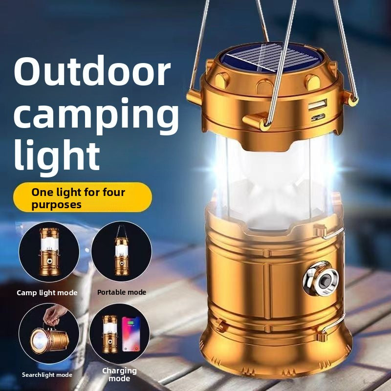 Solar Powered Camping Lantern With Multifunctional Flashlight And Emergency Light