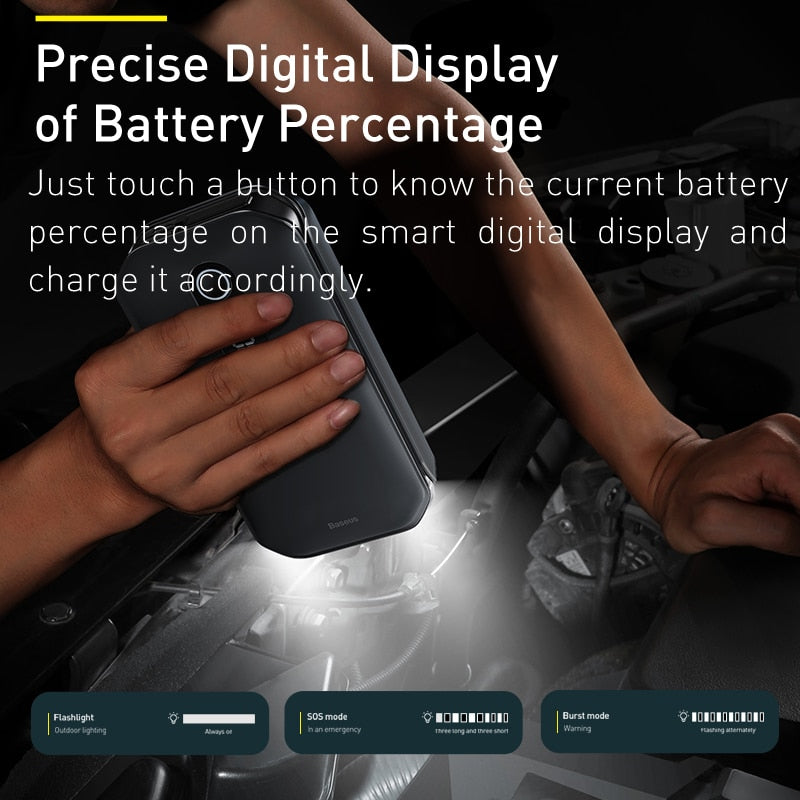 12,000mAh Portable Car Jump Starter & Emergency Power Bank with Digital Display