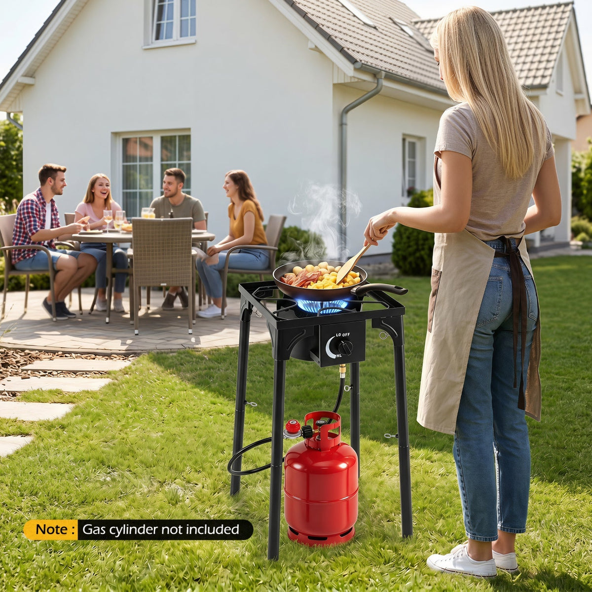 80,000 BTU Single Burner Propane Outdoor Stove – Heavy-Duty Camping Cooker with Regulator & Hose