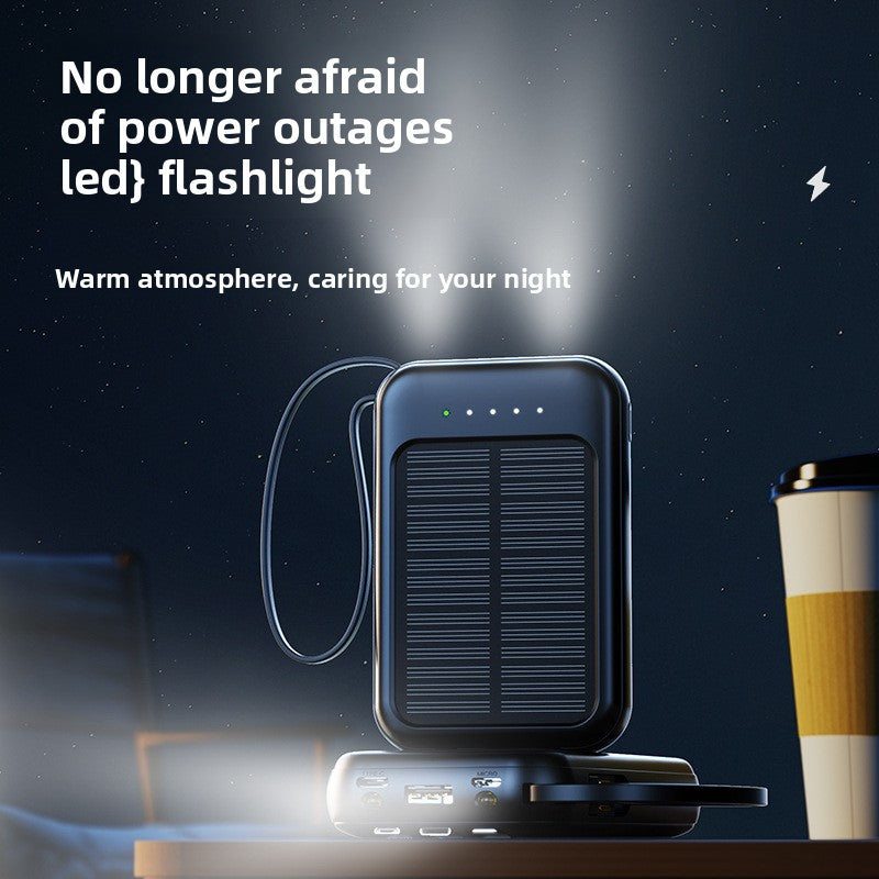 Portable Solar Power Bank With 4 Built In Cables For Outdoor Use