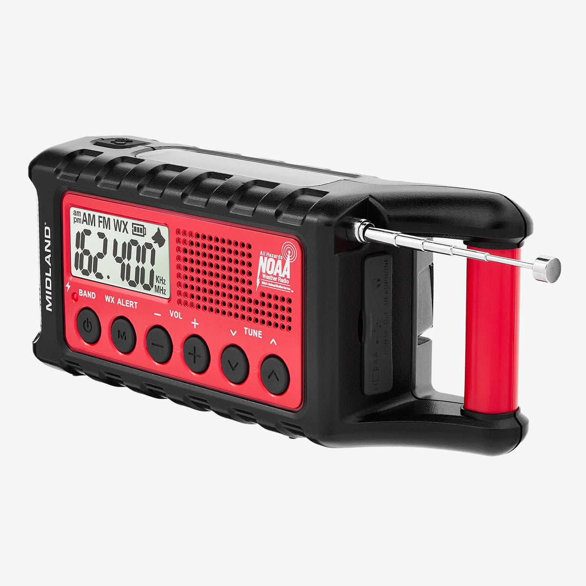 Midland ER310 Portable Emergency Weather Radio – Hand Crank, Solar & Rechargeable