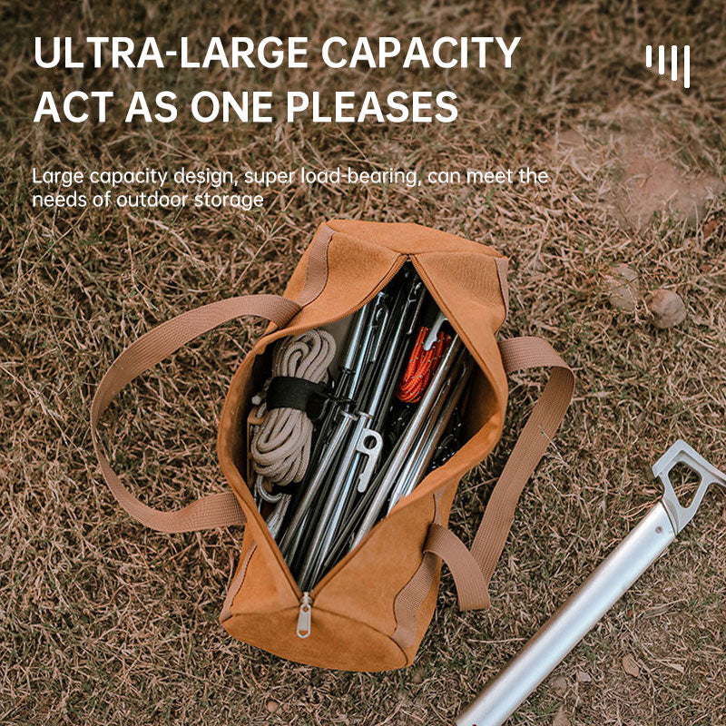 Round Canvas Nail Bag For Camping Tent Pegs Wind Rope And Tools Storage