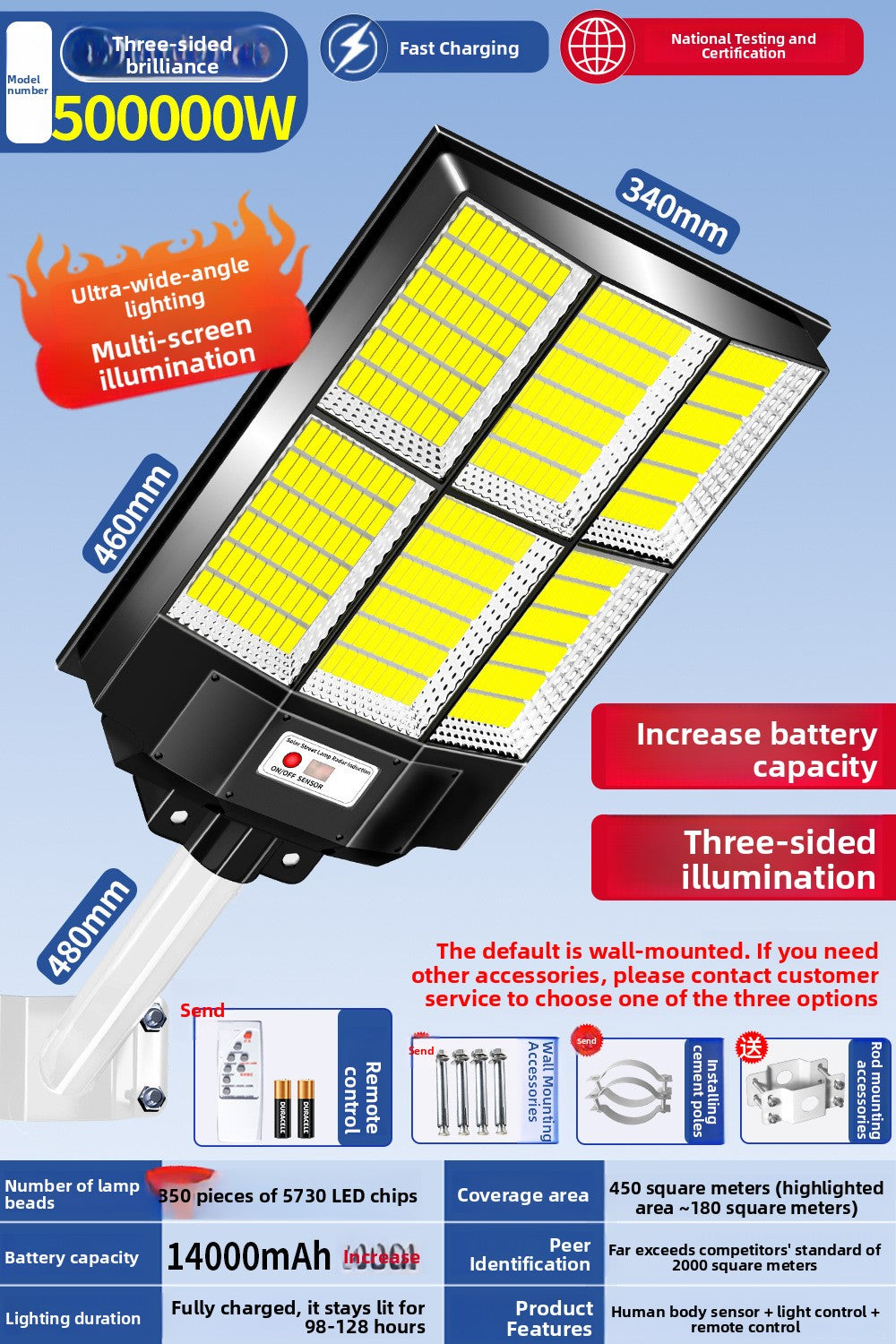 Solar Powered Outdoor Lights Super Bright Waterproof Automatic Operation