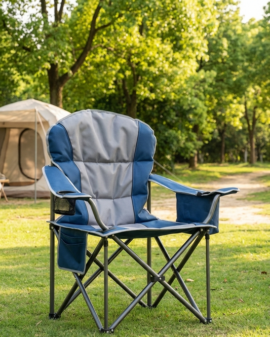 Heavy-Duty Folding Camping Chair – 500 lb Capacity with Cooler Bag & Cup Holder