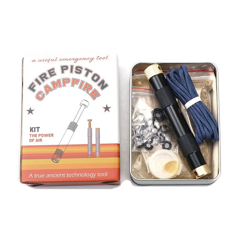 Manual Fire Piston Igniter – Compact Air-Compression Fire Starter in Black or Silver