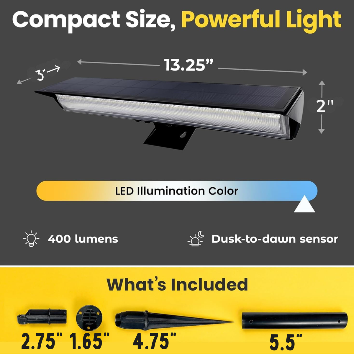 Brighticonic BICSSL-02 Solar Sign & Landscape Spotlight – 13.25" Outdoor Light