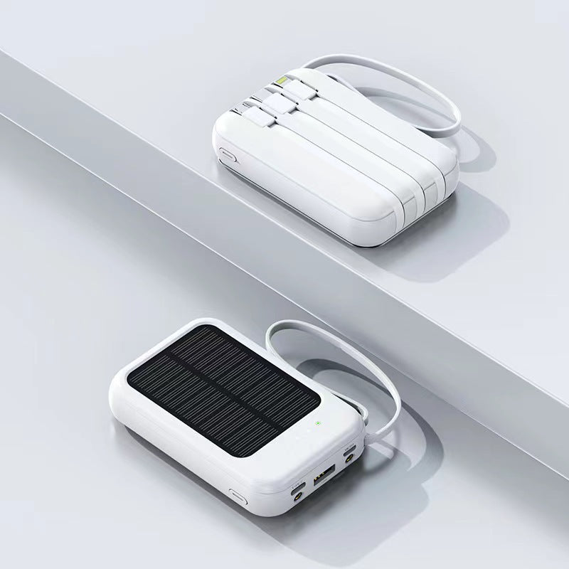 Solar Power Bank 20000mAh With Built In Cable Portable Charger