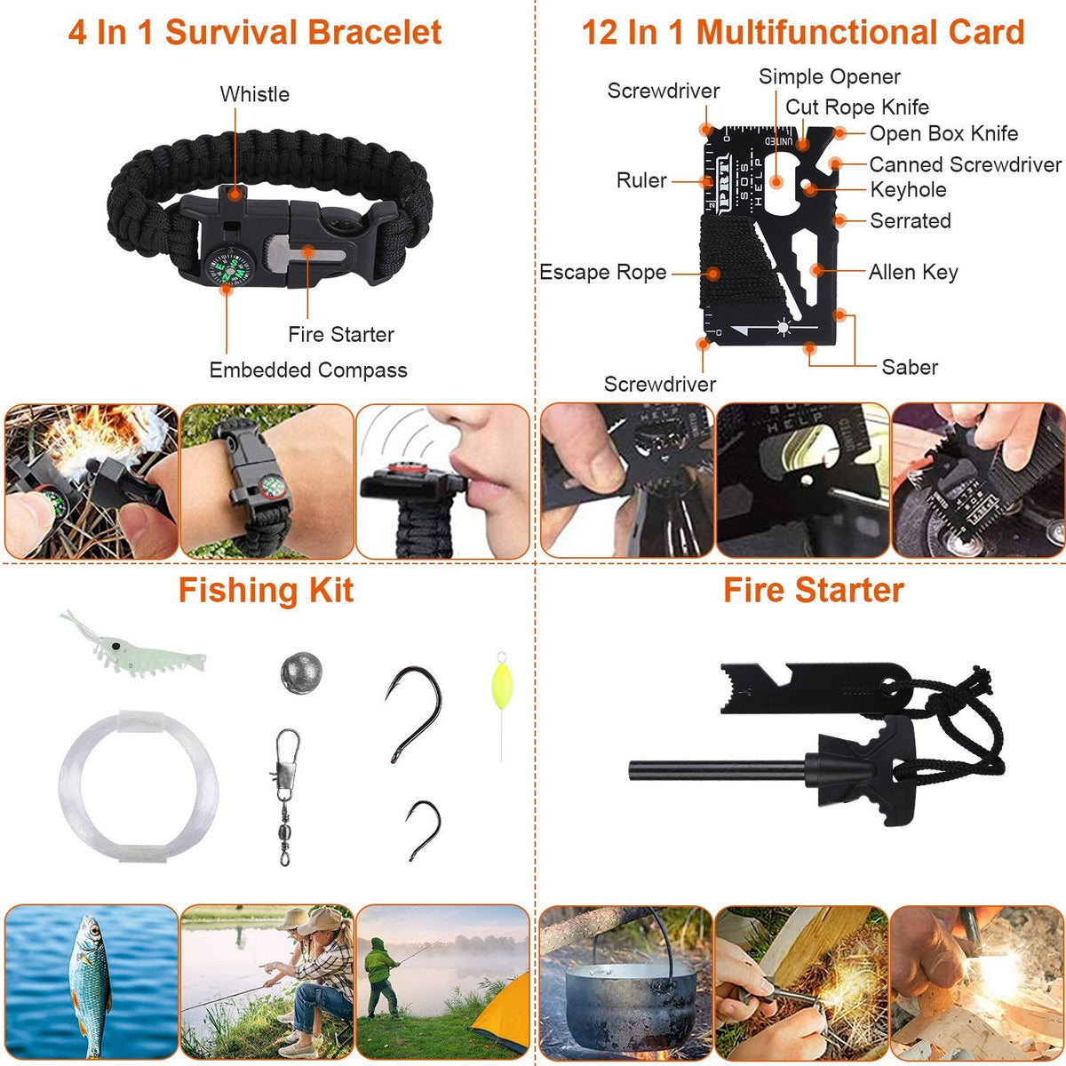 125Pcs Professional Survival Kit Emergency Gear For Camping Hiking