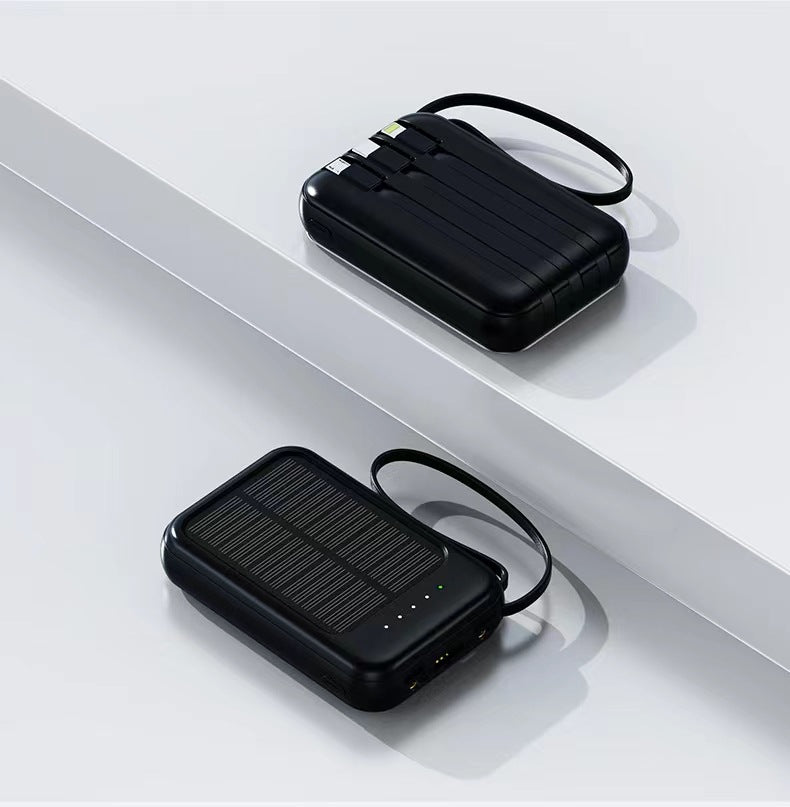 Solar Power Bank 20000mAh With Built In Cable Portable Charger