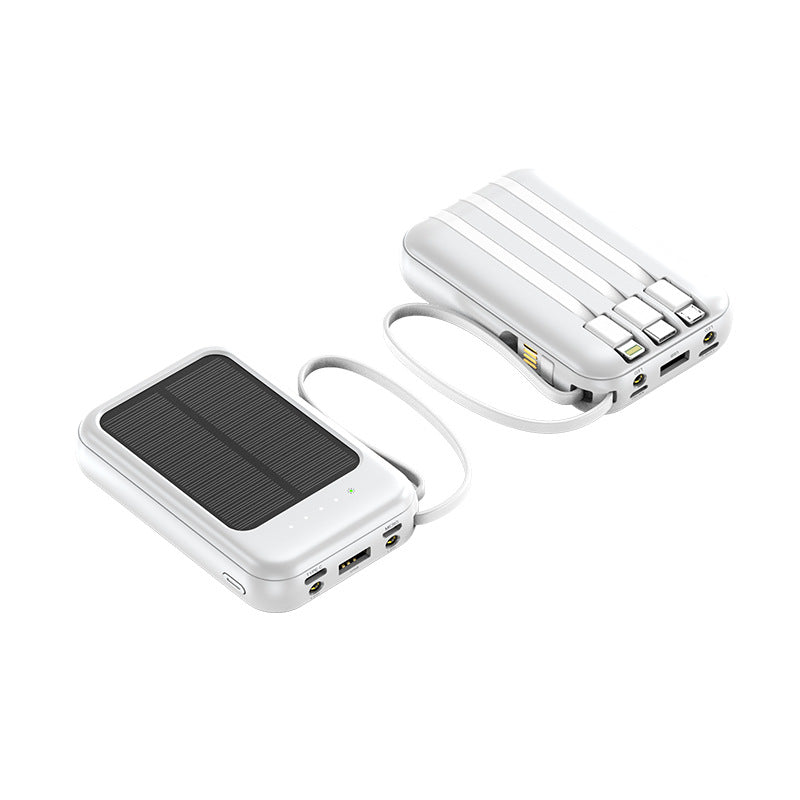 Portable Solar Power Bank With 4 Built In Cables For Outdoor Use