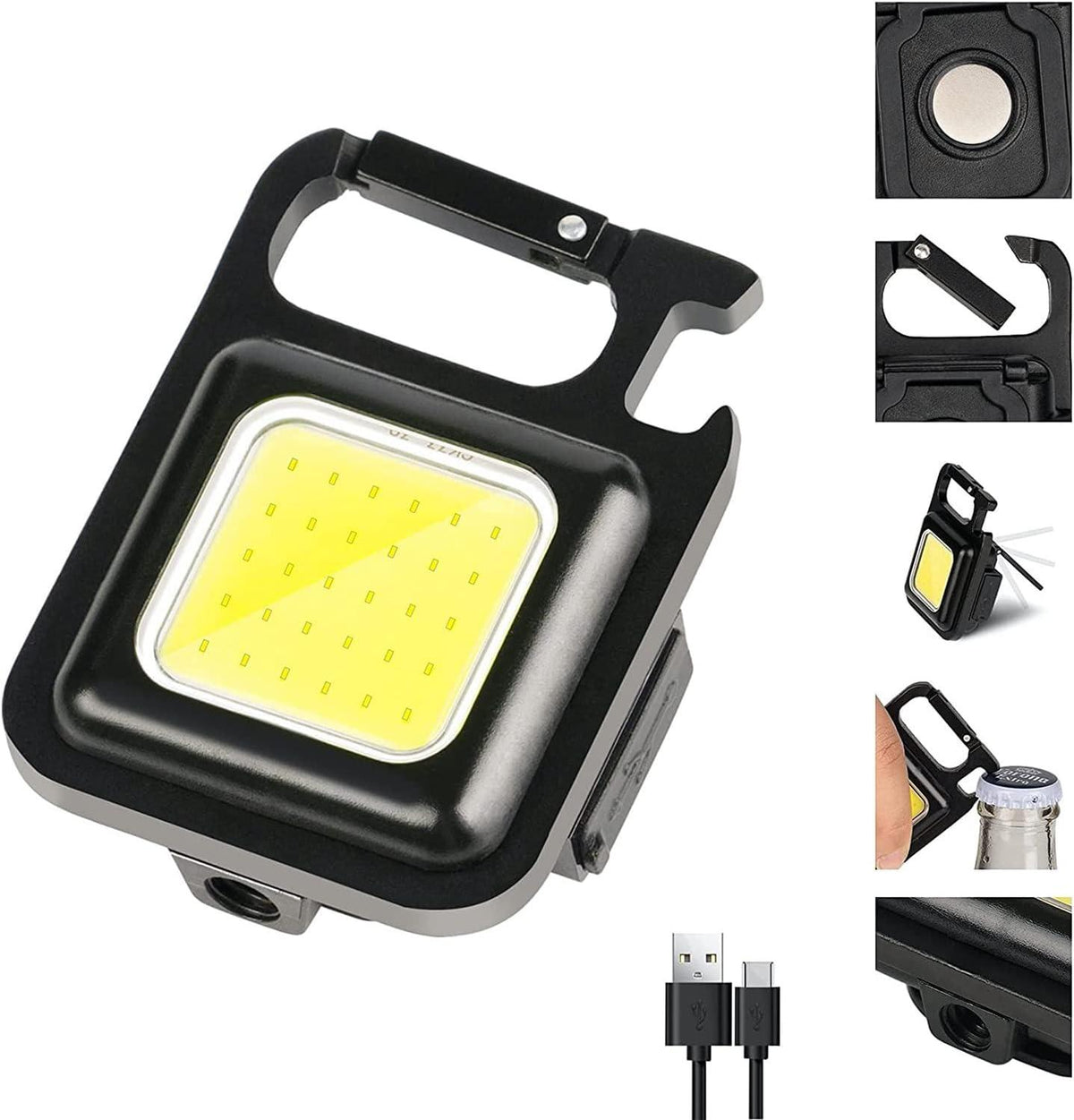 250-Lumen Rechargeable COB Keychain Work Light – Magnetic Mini Flashlight