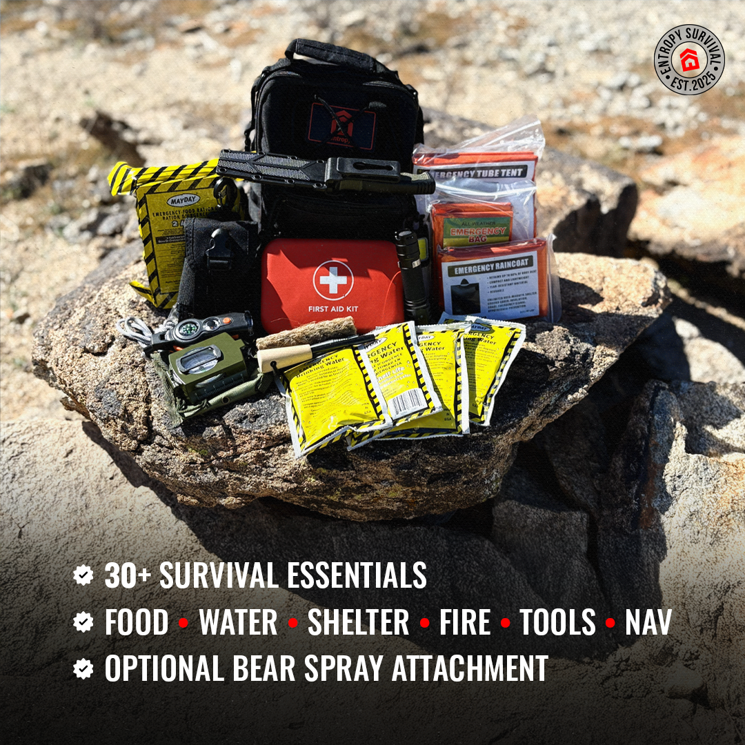 30+ Piece Compact Emergency Survival Go-Bag Kit – 7 lb Trail & Bug-Out Gear