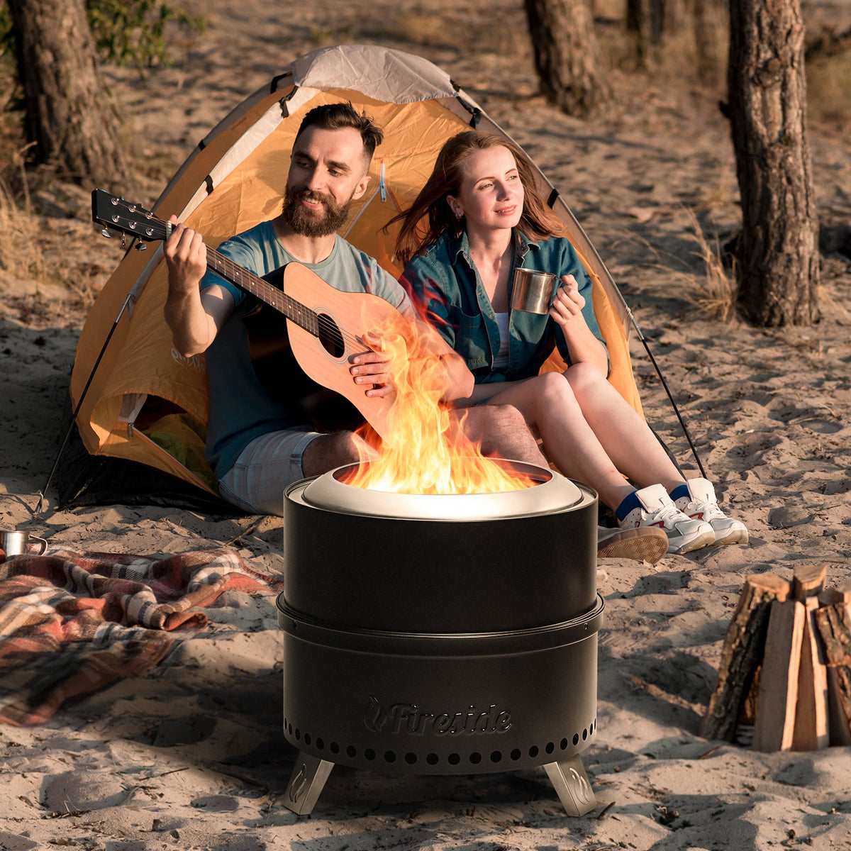 TURBRO Fireside Smokeless Outdoor Fire Pit – Portable Wood-Burning Bonfire for Patio, Backyard & Camping
