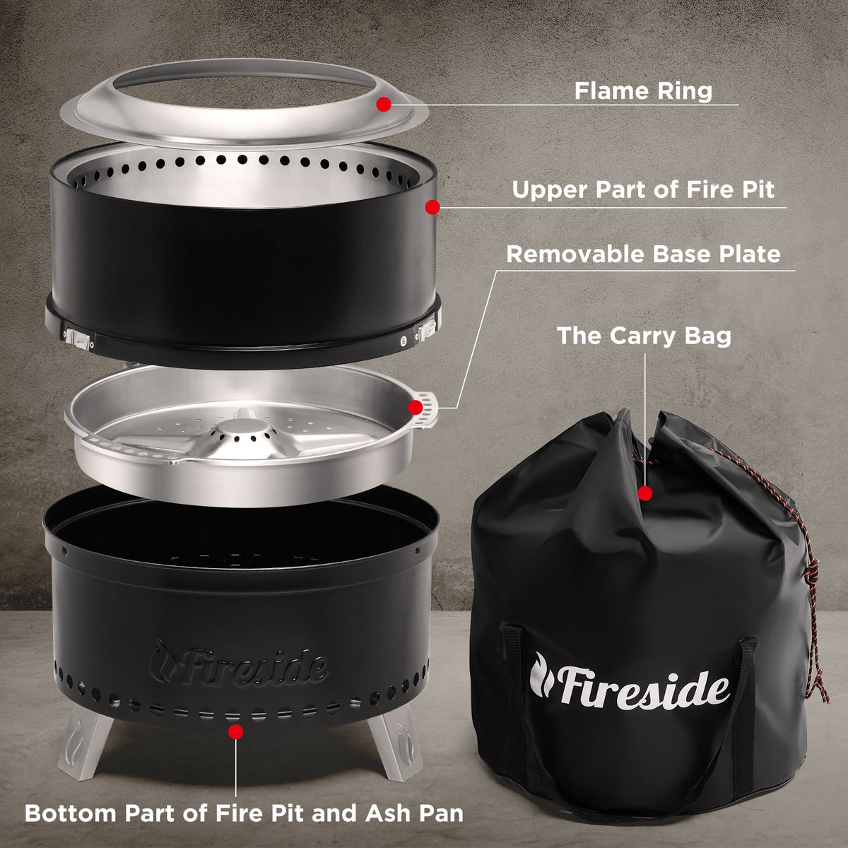 TURBRO Fireside Smokeless Outdoor Fire Pit – Portable Wood-Burning Bonfire for Patio, Backyard & Camping