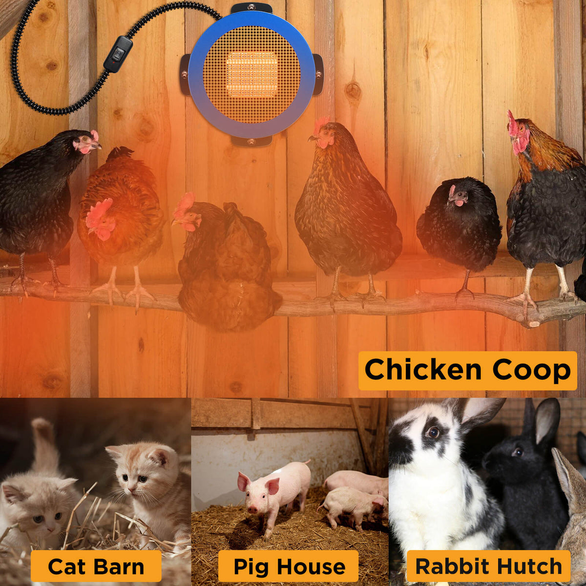 Electric Dog House Heater With Fast Heating Fan And Heat Insulating Metal