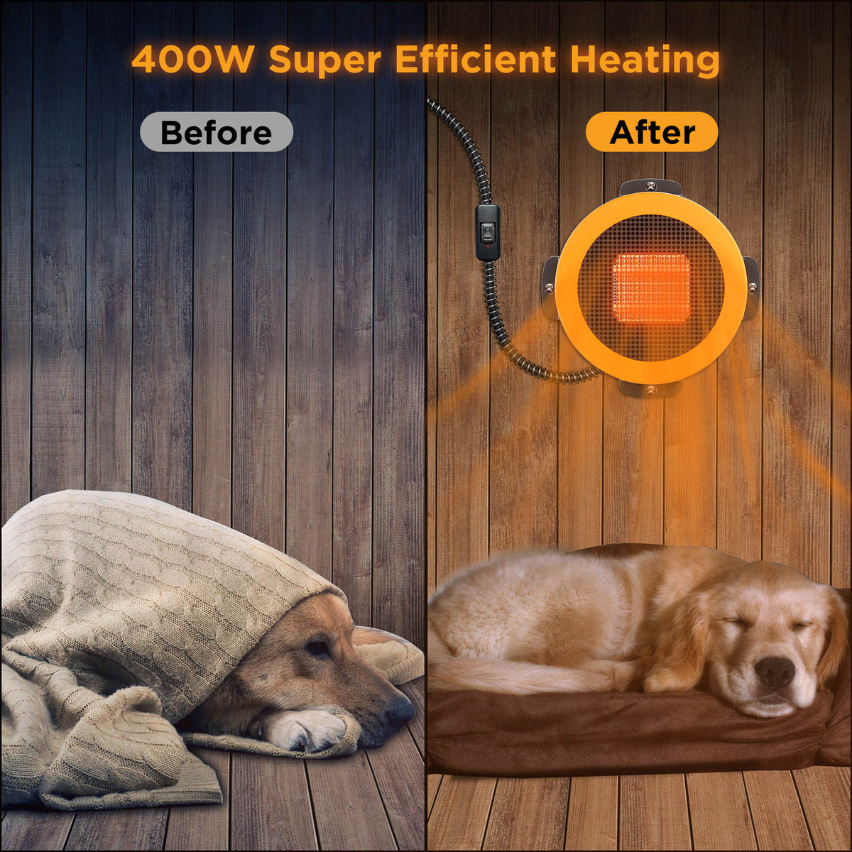 Electric Dog House Heater With Fast Heating Fan And Heat Insulating Metal