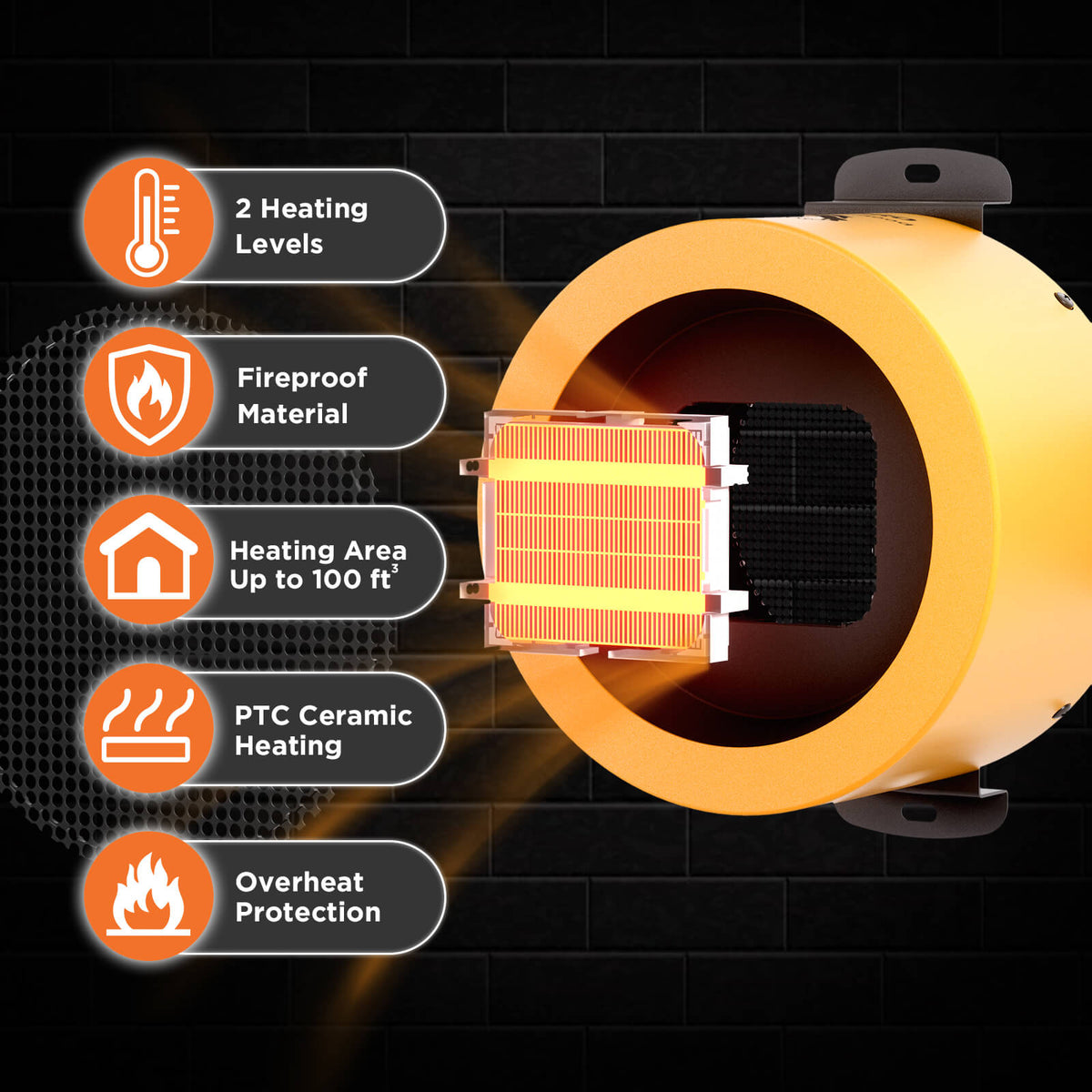 Electric Dog House Heater With Fast Heating Fan And Heat Insulating Metal