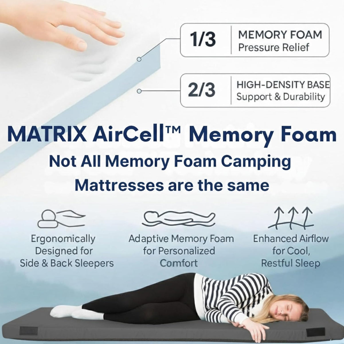 4-Inch Memory Foam Camping Mattress – Folding Waterproof Sleeping Pad