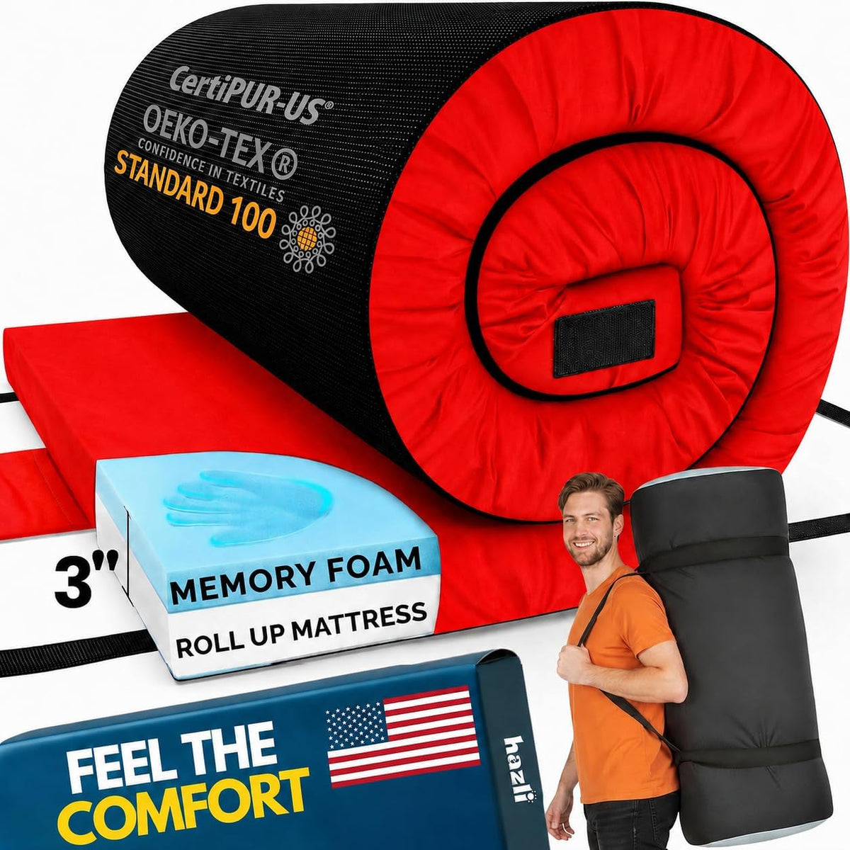 4-Inch Memory Foam Camping Mattress – Folding Waterproof Sleeping Pad