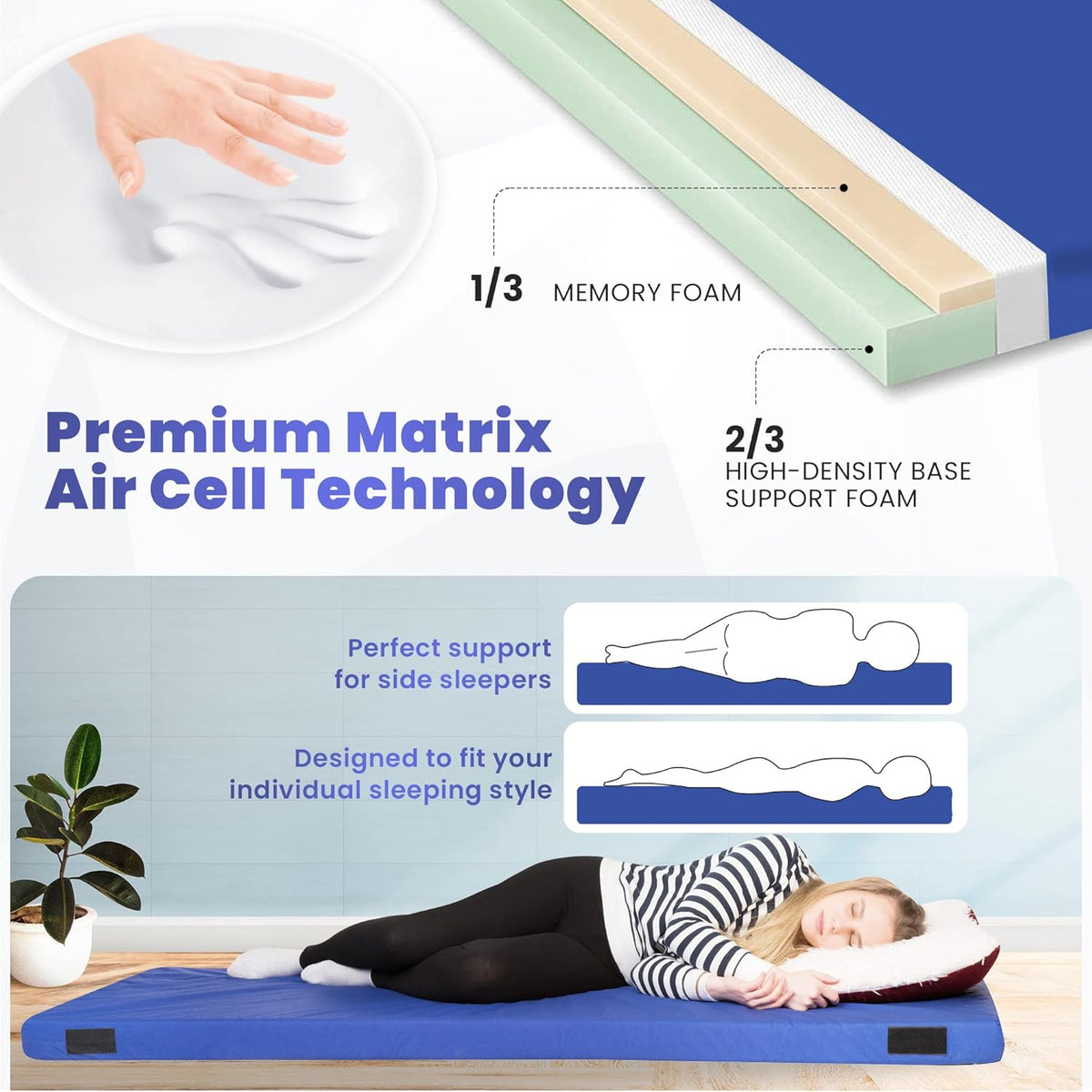 4-Inch Memory Foam Camping Mattress – Folding Waterproof Sleeping Pad