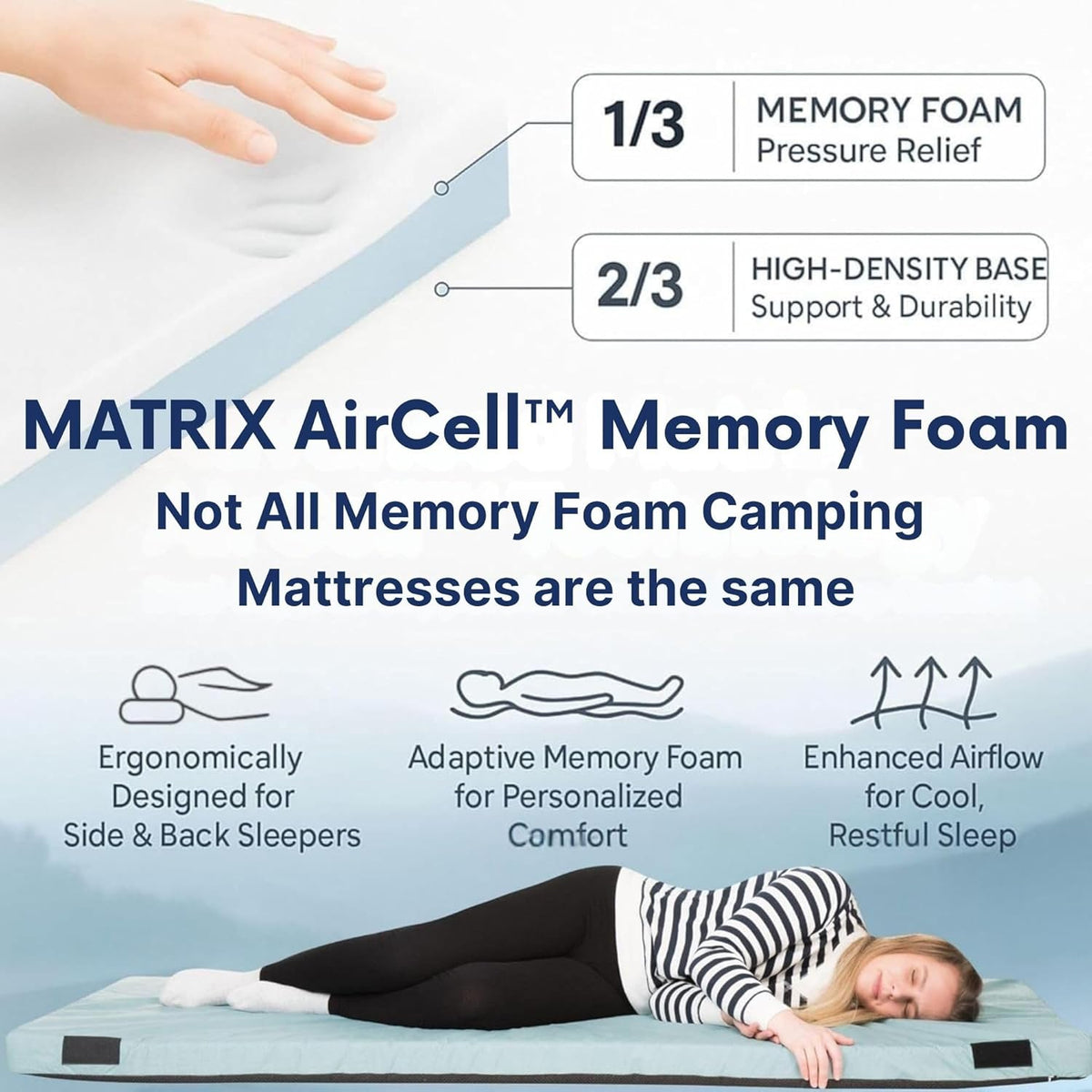 4-Inch Memory Foam Camping Mattress – Folding Waterproof Sleeping Pad