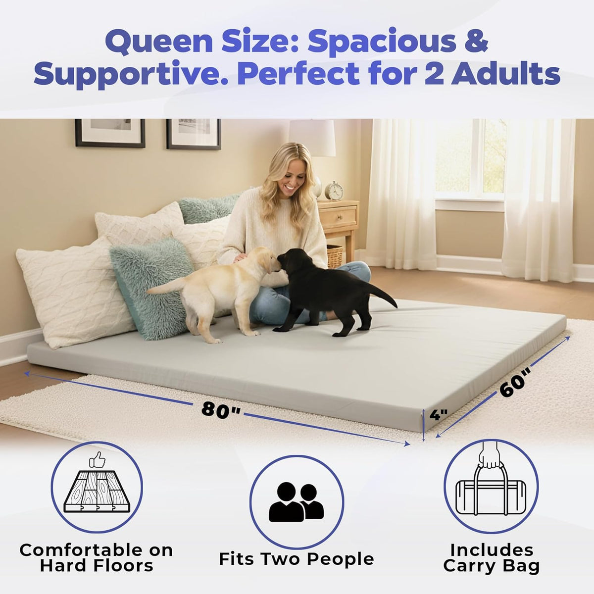 4-Inch Memory Foam Camping Mattress – Folding Waterproof Sleeping Pad