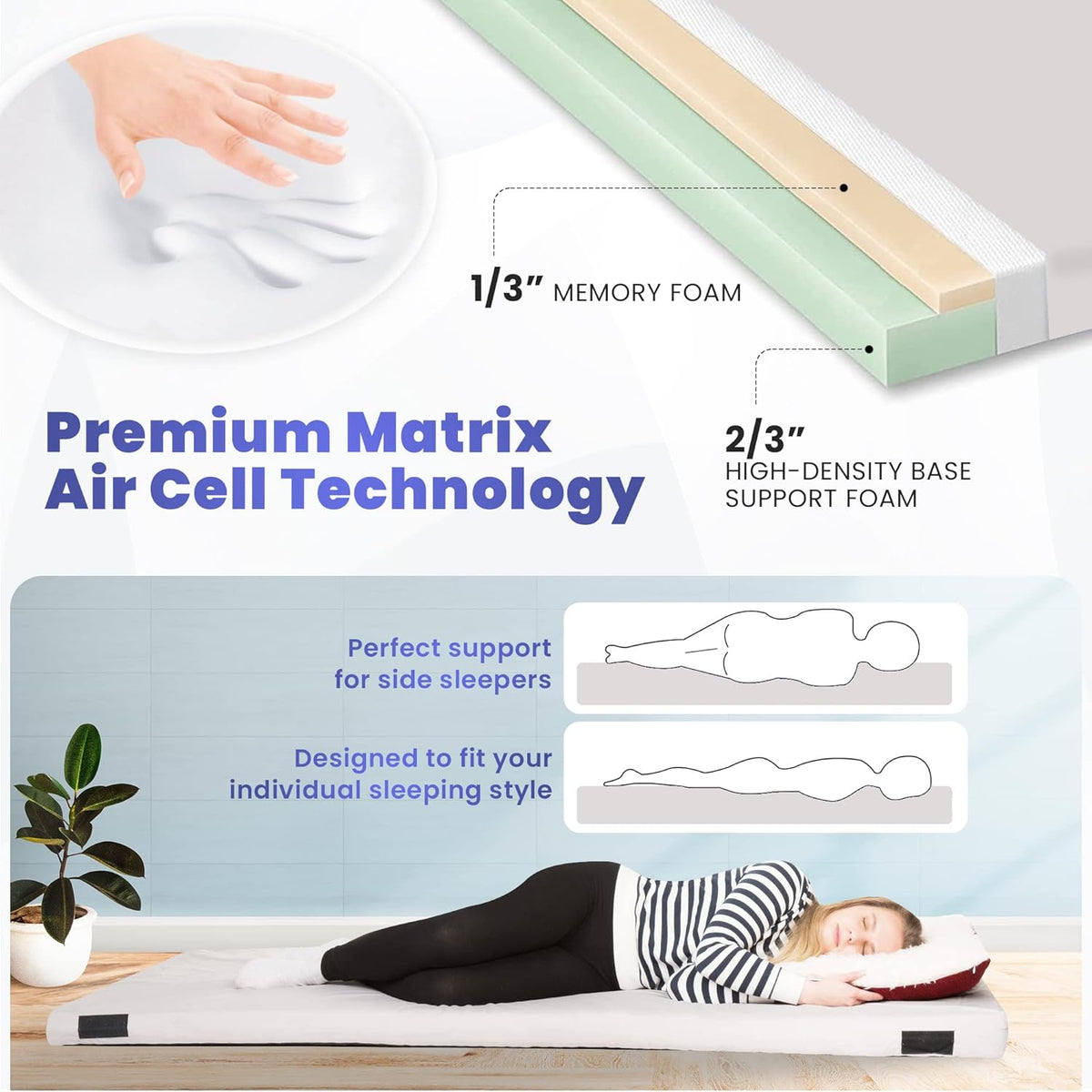 4-Inch Memory Foam Camping Mattress – Folding Waterproof Sleeping Pad