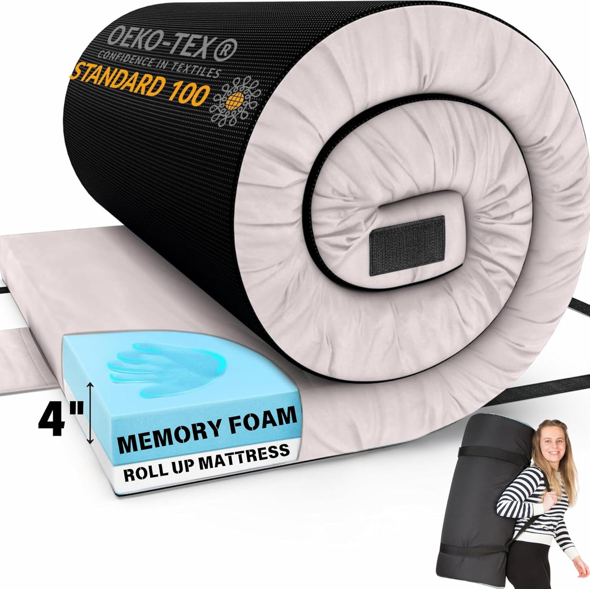 4-Inch Memory Foam Camping Mattress – Folding Waterproof Sleeping Pad
