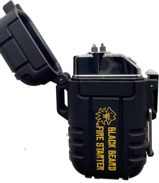 Black Beard Dual Arc Plasma Lighter – Rechargeable Wind-Resistant Outdoor Fire Starter