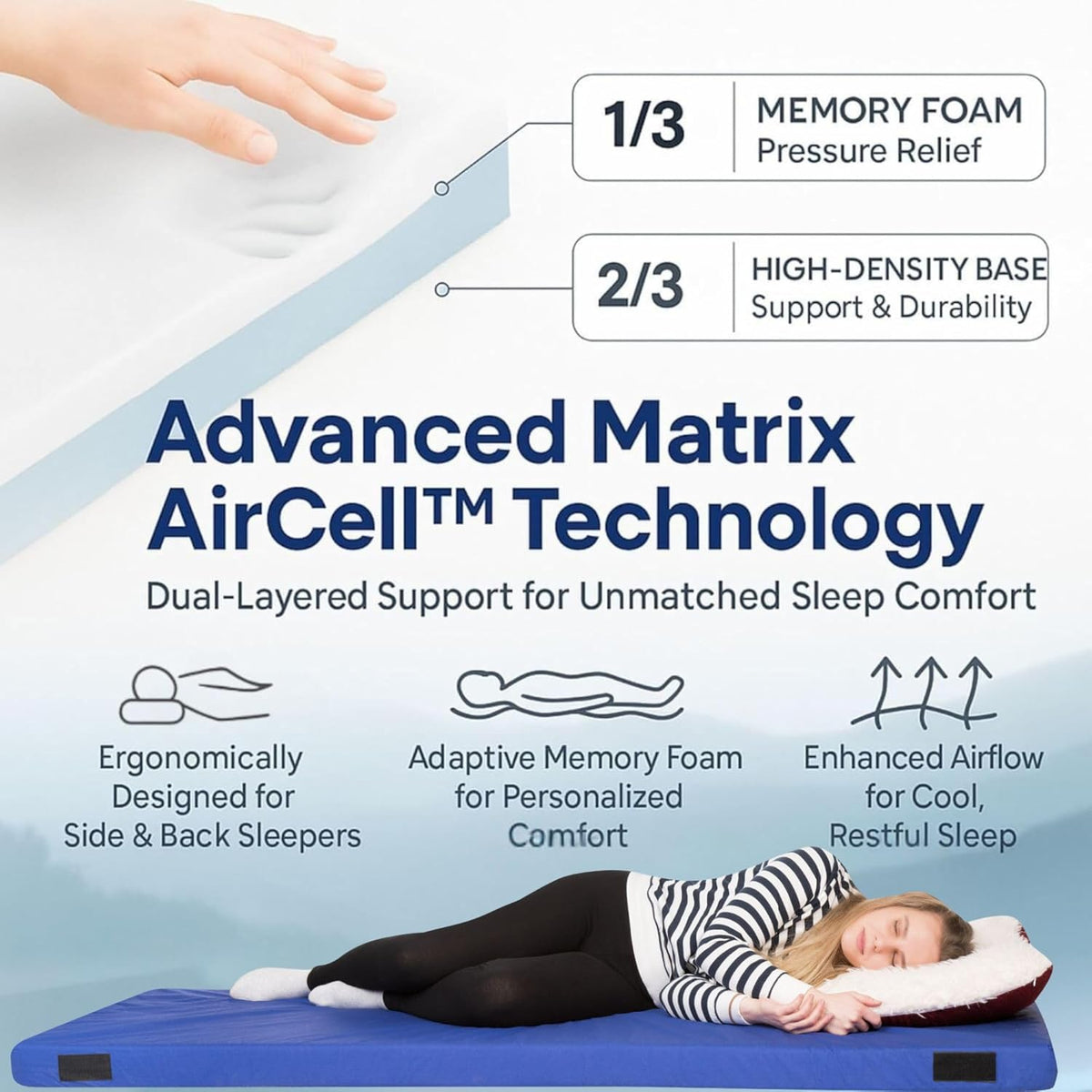 4-Inch Memory Foam Camping Mattress – Folding Waterproof Sleeping Pad