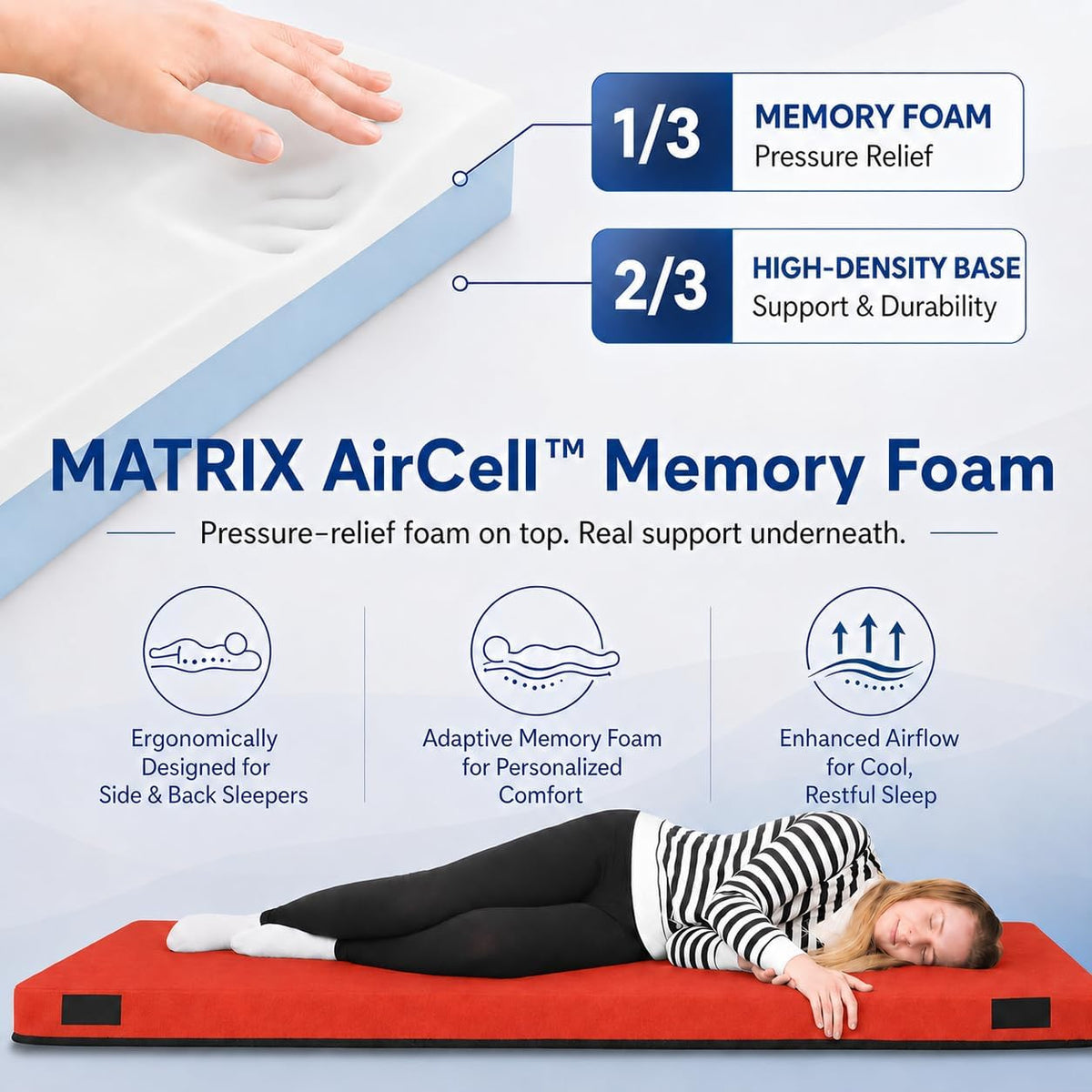 4-Inch Memory Foam Camping Mattress – Folding Waterproof Sleeping Pad