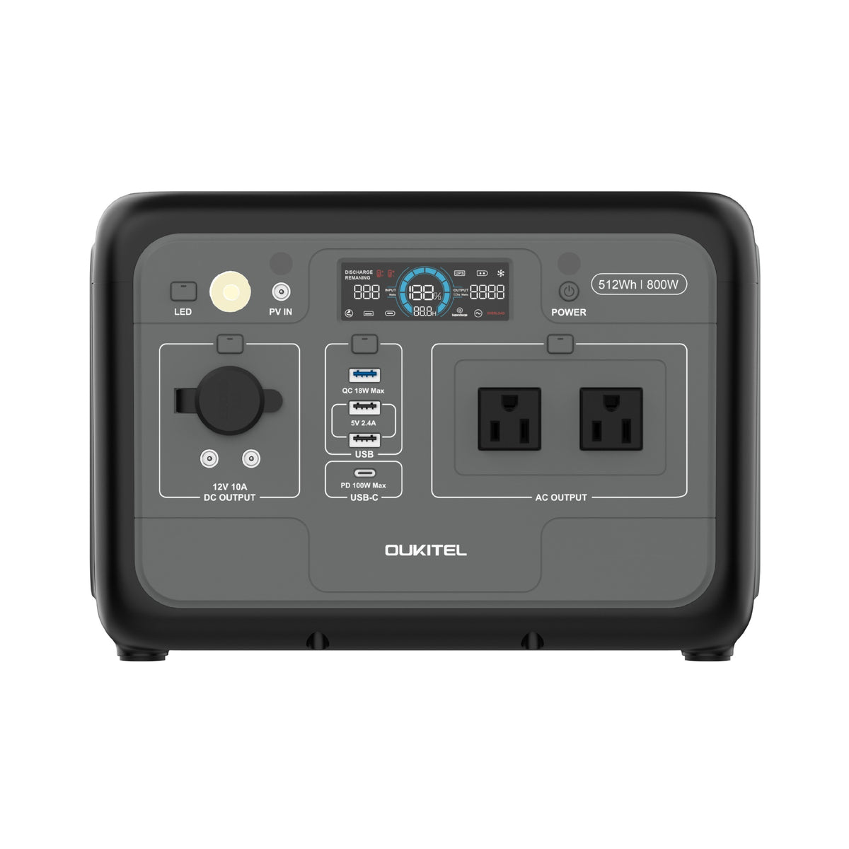 Oukitel 512Wh Portable Power Station 800W Outdoor Energy Storage