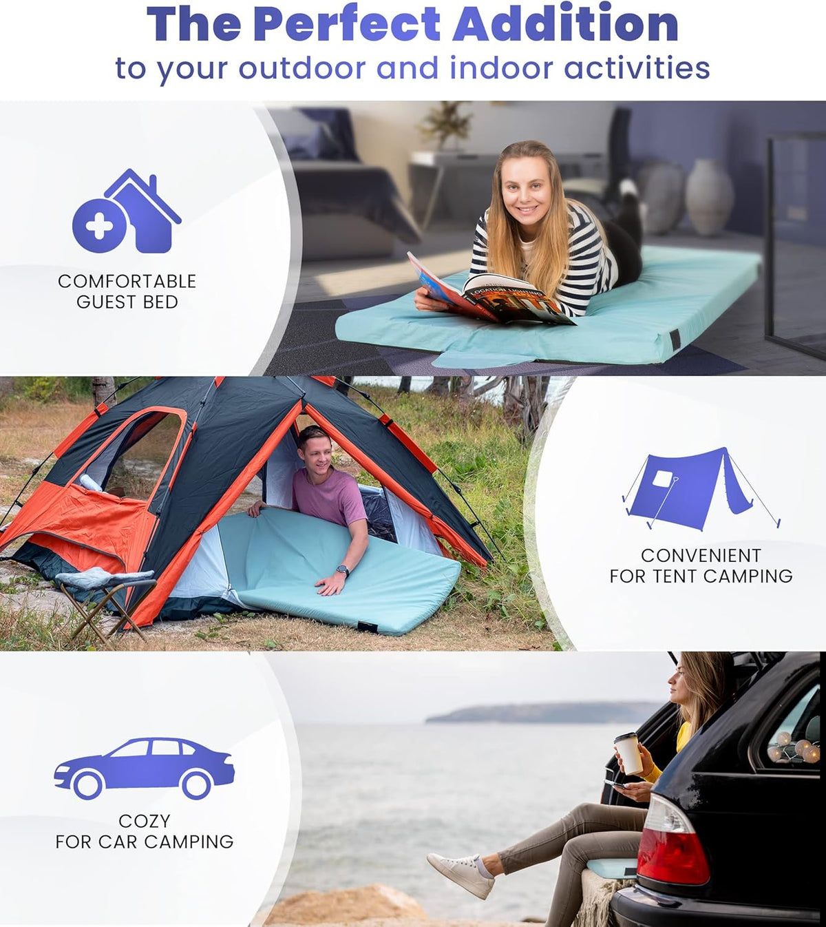 4-Inch Memory Foam Camping Mattress – Folding Waterproof Sleeping Pad