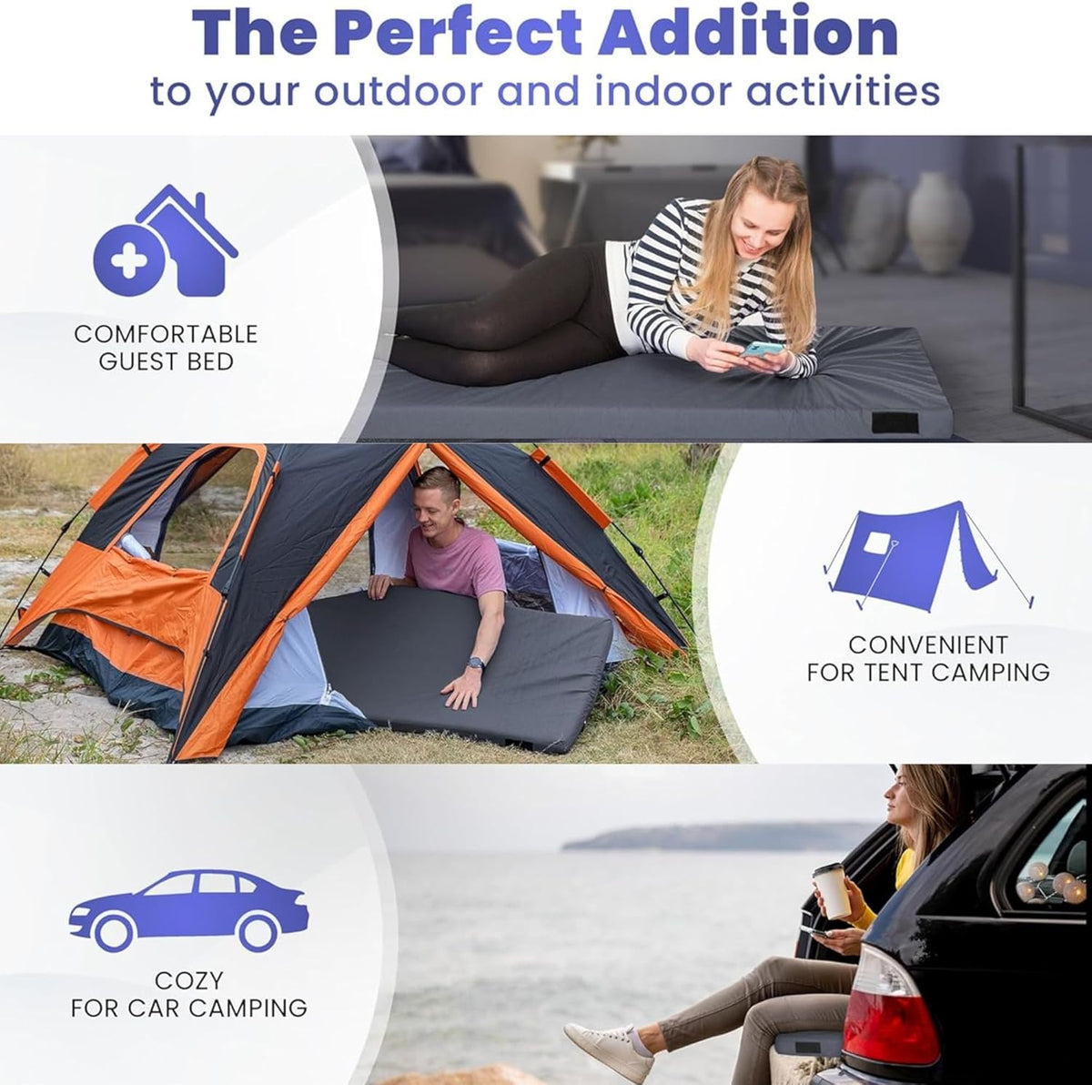 4-Inch Memory Foam Camping Mattress – Folding Waterproof Sleeping Pad