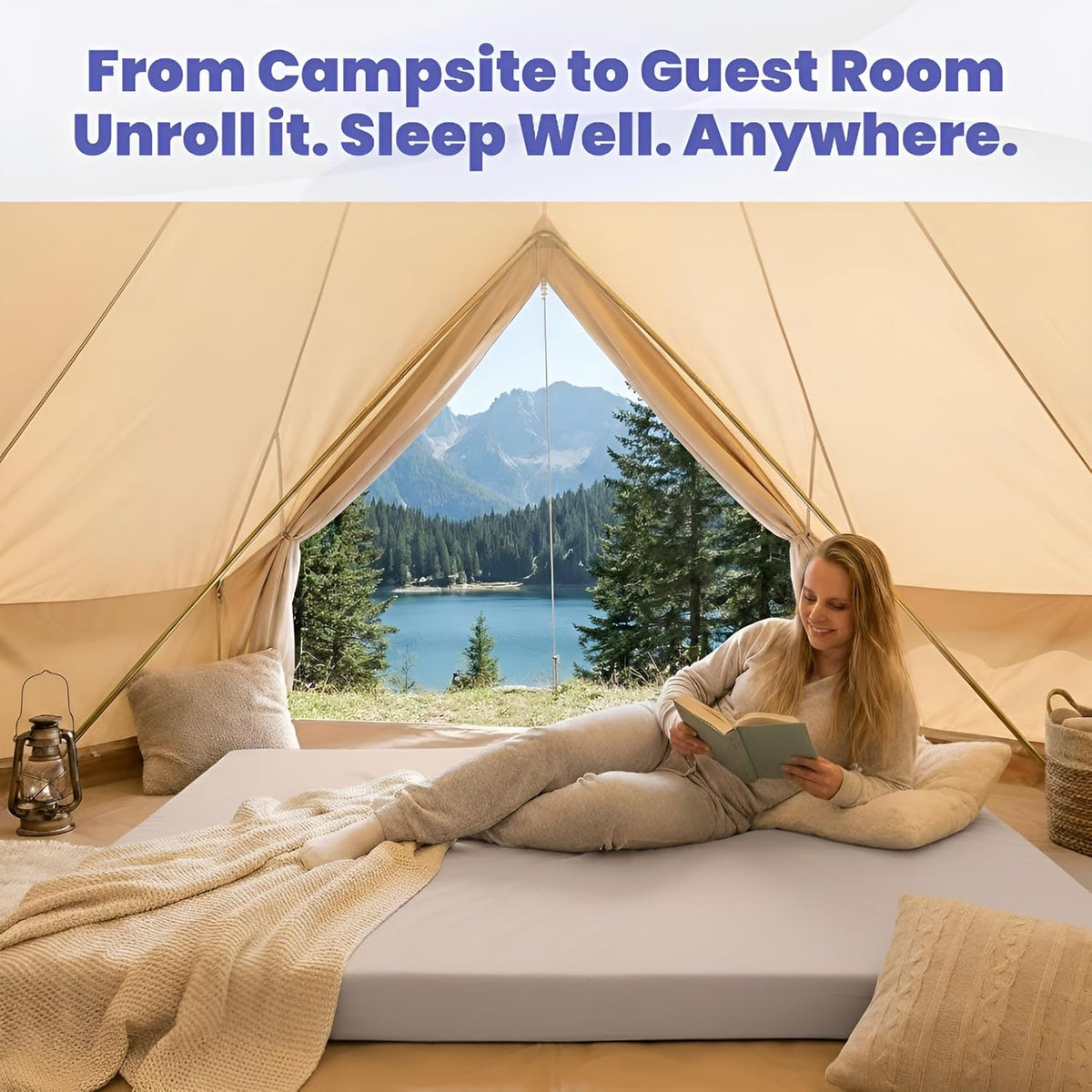 4-Inch Memory Foam Camping Mattress – Folding Waterproof Sleeping Pad