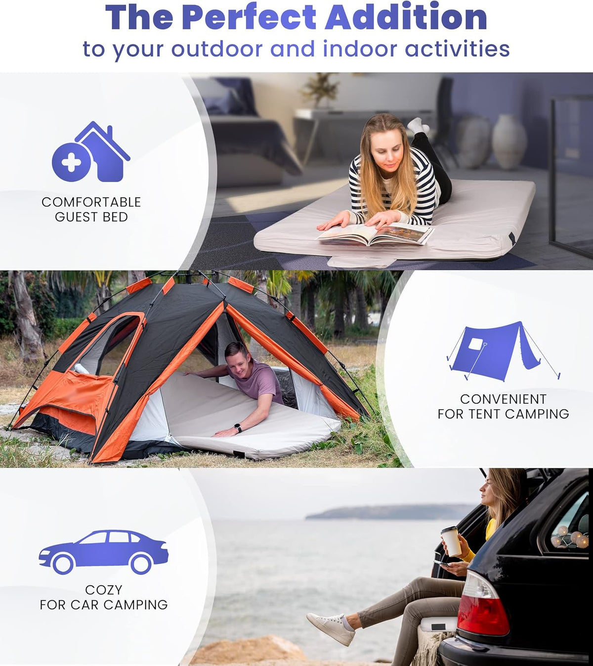 4-Inch Memory Foam Camping Mattress – Folding Waterproof Sleeping Pad