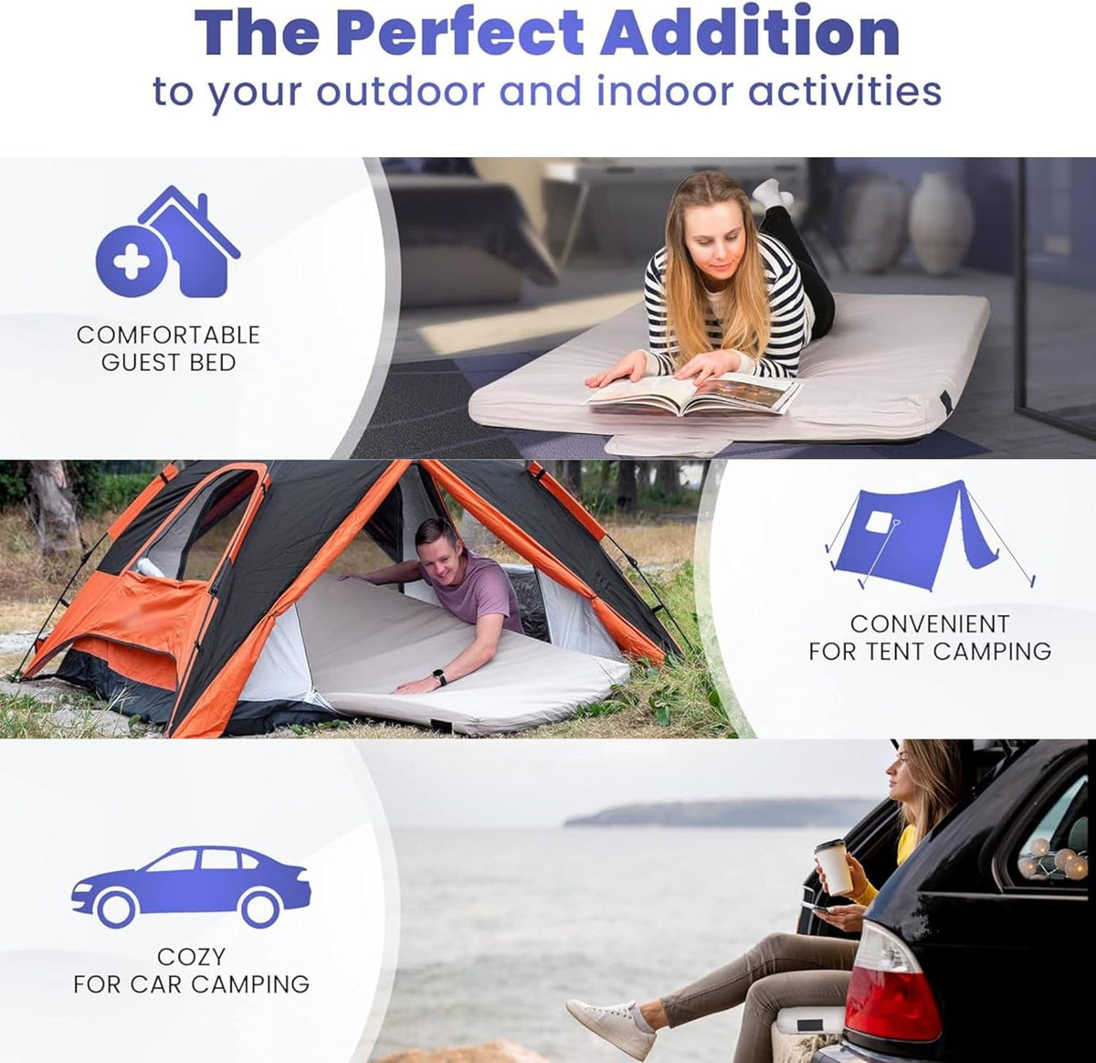 4-Inch Memory Foam Camping Mattress – Folding Waterproof Sleeping Pad