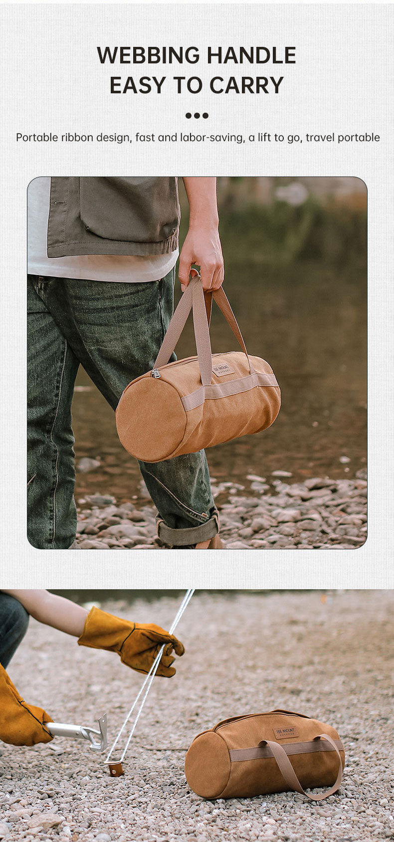 Round Canvas Nail Bag For Camping Tent Pegs Wind Rope And Tools Storage