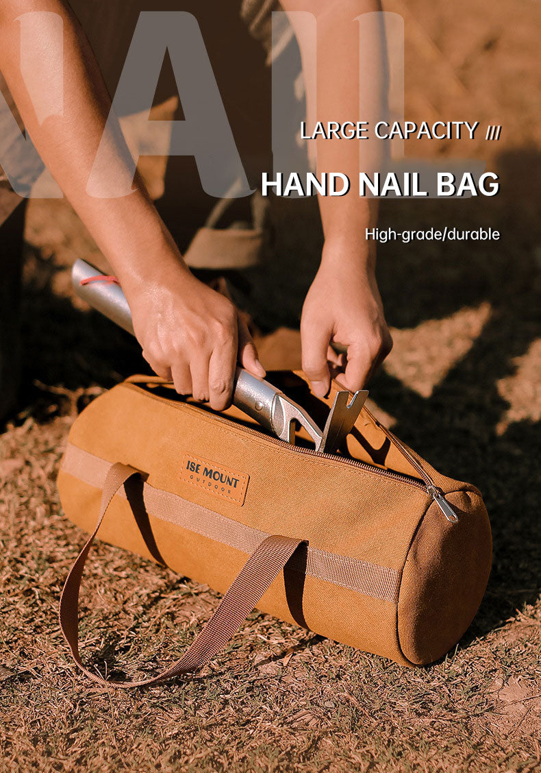 Round Canvas Nail Bag For Camping Tent Pegs Wind Rope And Tools Storage